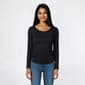 Juniors No Comment Fleece Lined Crew Neck Side Ruched Top - image 4