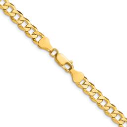 Gold Plated over Sterling Silver Beveled Curb Chain Necklace