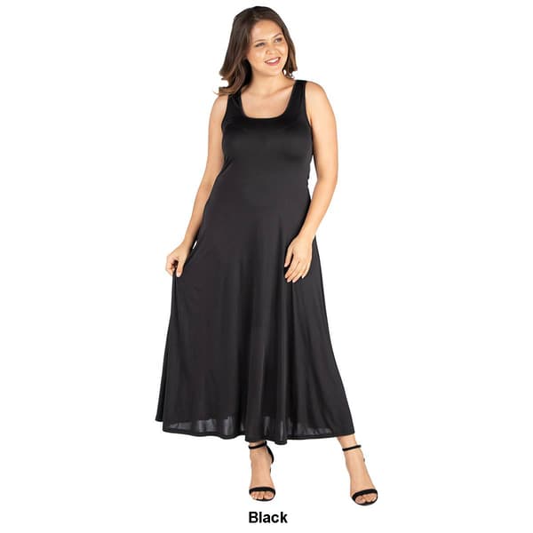 Plus Size 24/7 Comfort Apparel Sleeveless A-Line Tank Maxi Dress