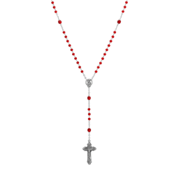 Symbols of Faith Silver-tone Beaded Crucifix Rosary