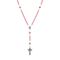 Symbols of Faith Silver-Tone Beaded Crucifix Rosary - Red - image 1