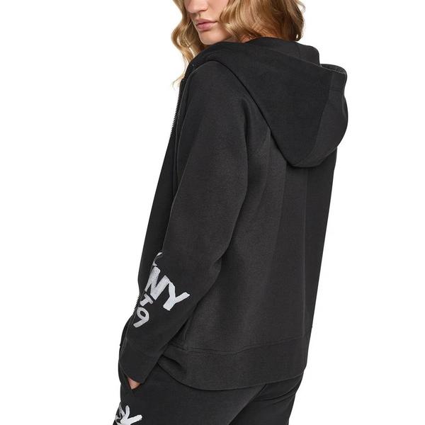 Womens DKNY Sport Graffiti Rhinestone Logo Full Zip Hoodie