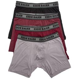 Mens Eddie Bauer(R) 4pk. Microfiber Boxer Briefs - Maroon/Black