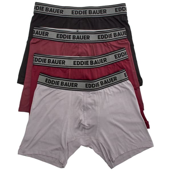 Mens Eddie Bauer(R) 4pk. Microfiber Boxer Briefs - Maroon/Black - image 