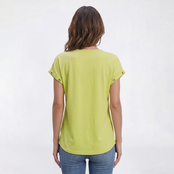 Womens Love Scarlet Short Grommet Sleeve Solid Blouse