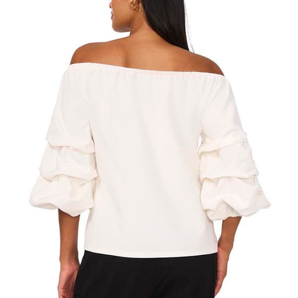 Womens MSK Pearl Trim Lantern Sleeve Off The Shoulder Blouse