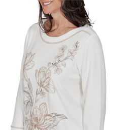Petite Alfred Dunner Luxe Be A Lady Floral Embroidery Blouse