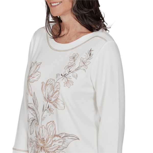 Petite Alfred Dunner Luxe Be A Lady Floral Embroidery Blouse