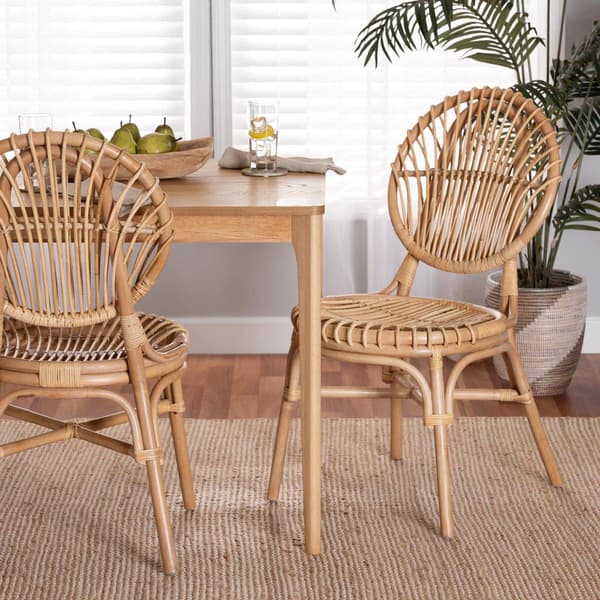 bali & pari Iris Modern Bohemian Natural Rattan Dining Chair