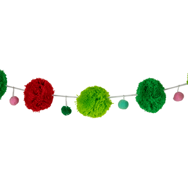 Northlight 4ft. Green & Red Pom Pom Christmas Garland