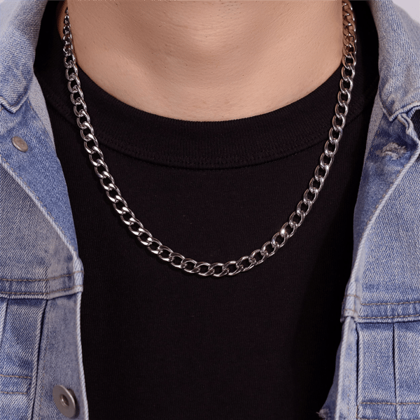 Mens Lynx Stainless Steel 7mm Foxtail Chain Necklace