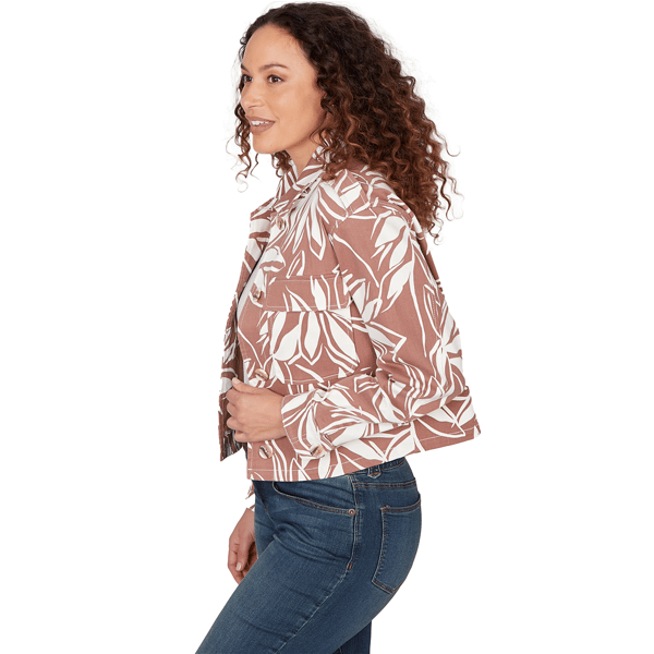 Womens Skye’s the Limit Blooming Pastels Leaf Denim Jacket