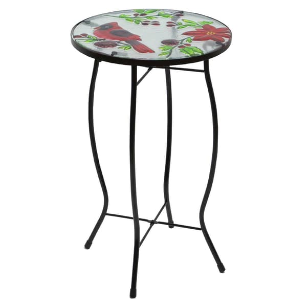 Northlight Seasonal Red Cardinal Glass Patio Side Table