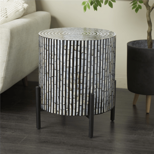 9th & Pike® Contemporary Mother Of Pearl Shell Accent Table