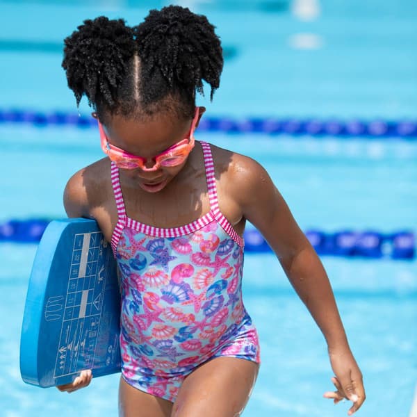 Girls (4-6x) Dolfin® Fin Floats Criss-Cross One Piece Swimsuit