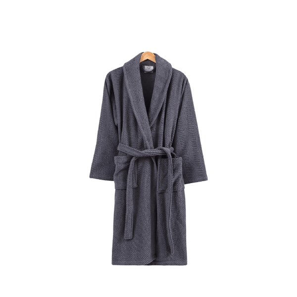 Unisex Ozan Premium Home Chevron Luxury Turkish Cotton Bath Robe - image 