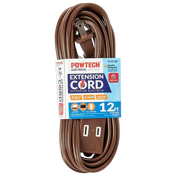 POWTECH 12ft. Extension Cord - Brown - image 