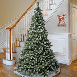 National Tree 7.5ft Oakley Hills Snow Christmas Tree w/ Pinecones