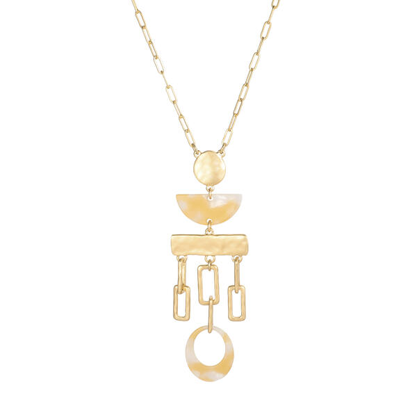 Bella Uno Worn Gold-Tone Long Chandelier Necklace - image 