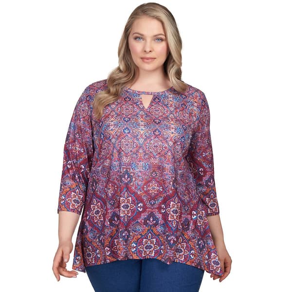 Plus Size Ruby Rd. Must Haves II Keyhole Medallion Blouse - Boscov's