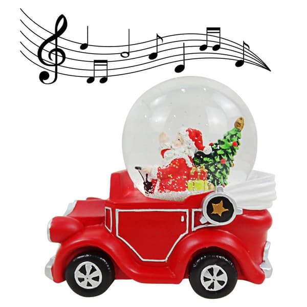 Alpine Santa in Vintage Red Car Snowglobe - image 