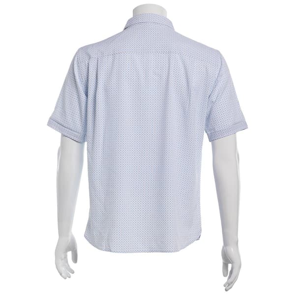 Mens Campia Short Sleeve Poly Spandex Button Down Shirt - Blue
