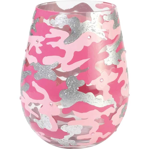 Enesco Lolita Pink Camo Wine Glass - image 