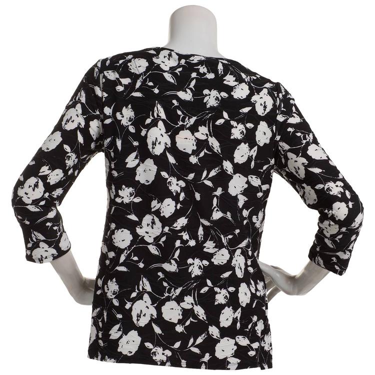 Womens Emily Daniels 3/4 Sleeve Floral Jacquard Blouse
