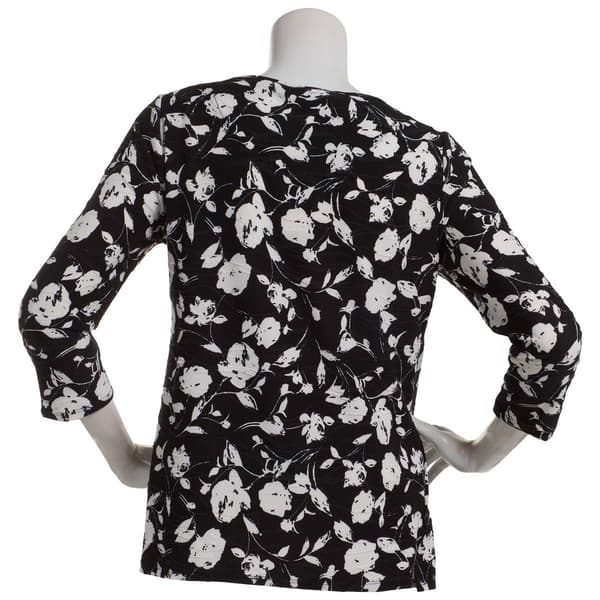 Womens Emily Daniels 3/4 Sleeve Floral Jacquard Blouse