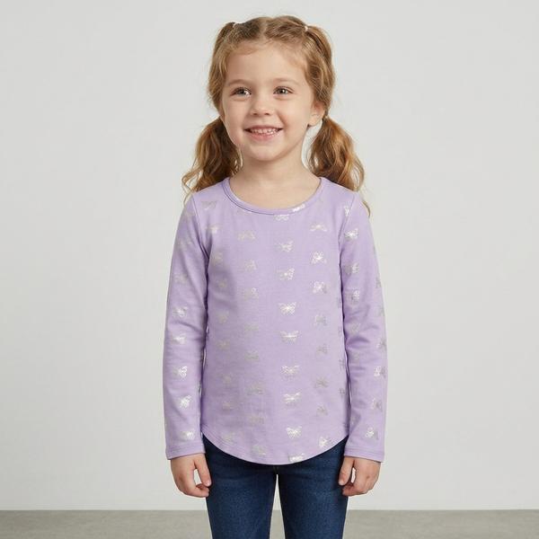 Girls (4-6x) Jolie & Joy Long Sleeve Yummy Foil Butterfly Tee - image 