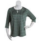 Plus Size Notations 3/4 Sleeve Geo Grommet Neck Knit Blouse - image 1