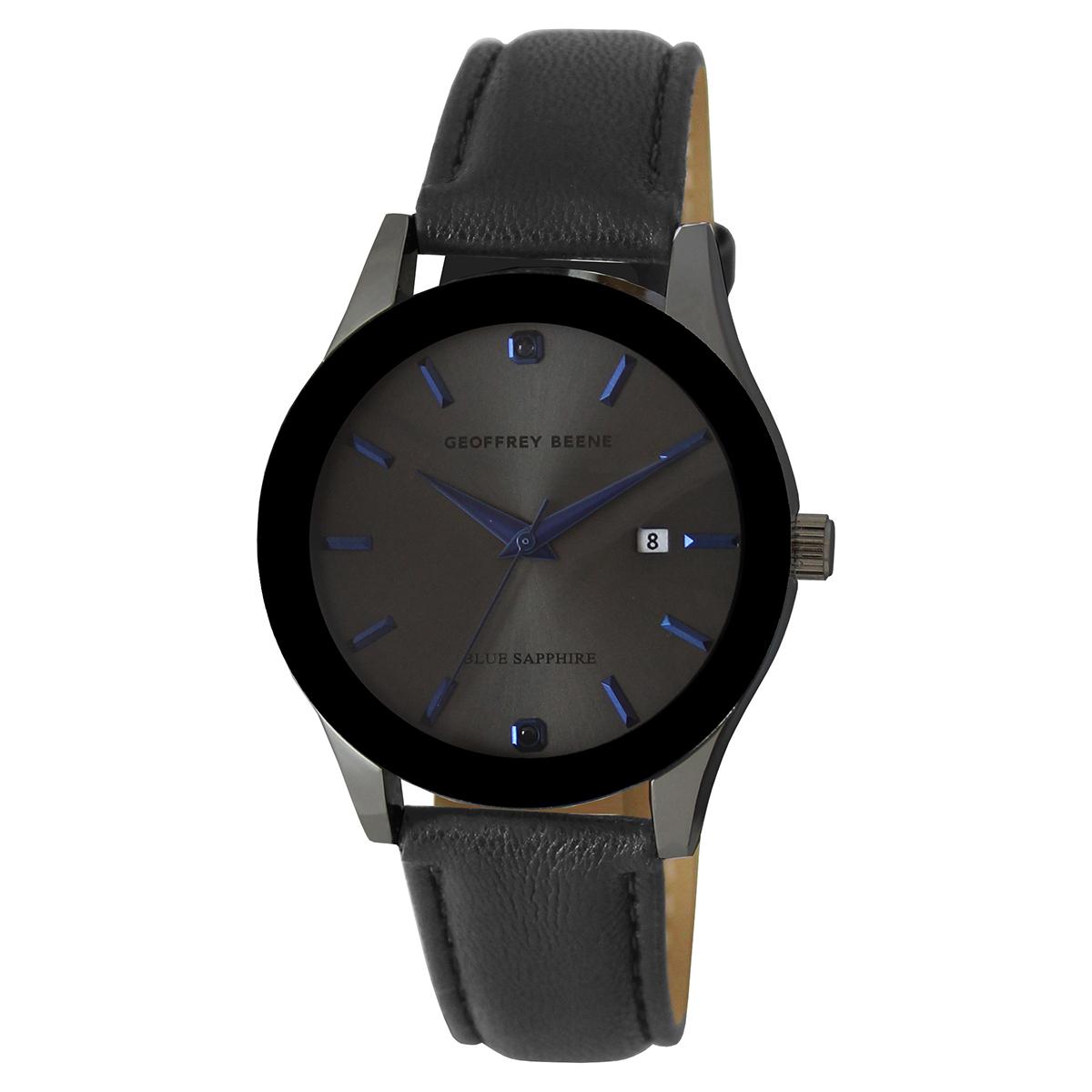 Mens Geoffrey Beene® Gunmetal-Tone & Blue Strap Watch -...