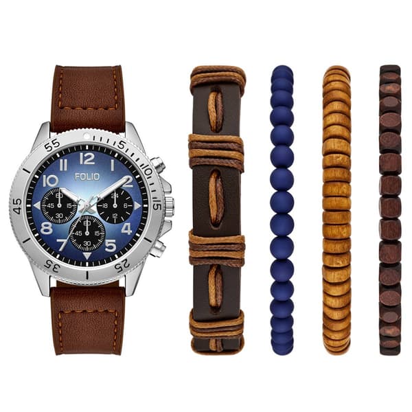Mens Folio Purple Sunray Dial Watch & Bracelet Set - FMDFL6088 - image 