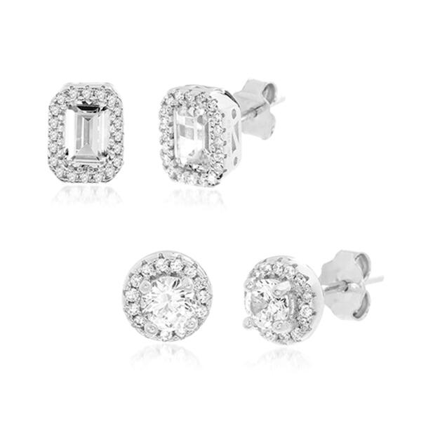 New Forever Together Cubic Zirconia Square & Round Earring Set - image 