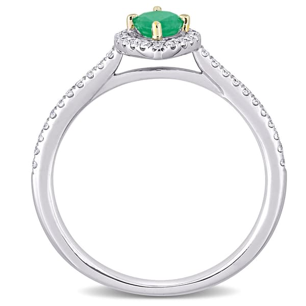 Gemstones Classics™ 14kt. 2-Tone White Gold Emerald Halo Ring