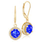 Gianni Argento Gold Over Silver Lab Sapphire Lever Back Earrings - image 1