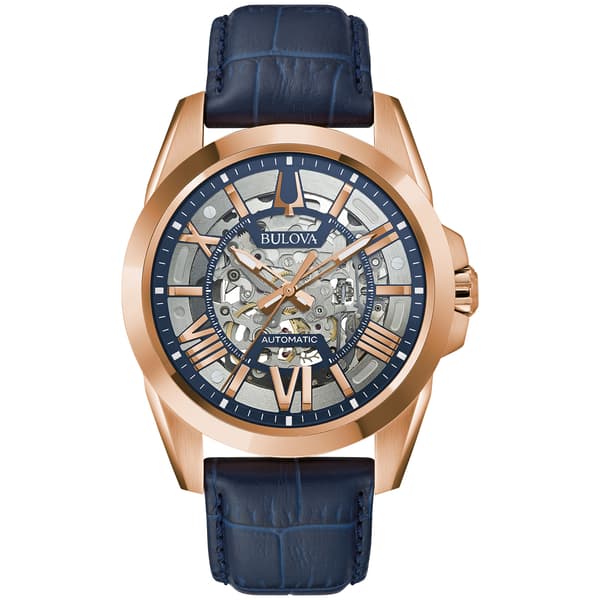Mens Bulova Classic Sutton Automatic Leather Watch - 97A161 - image 