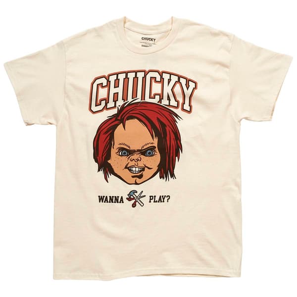 Young Mens Freeze Chucky Wanna Play Short Sleeve Graphic Tee - image 