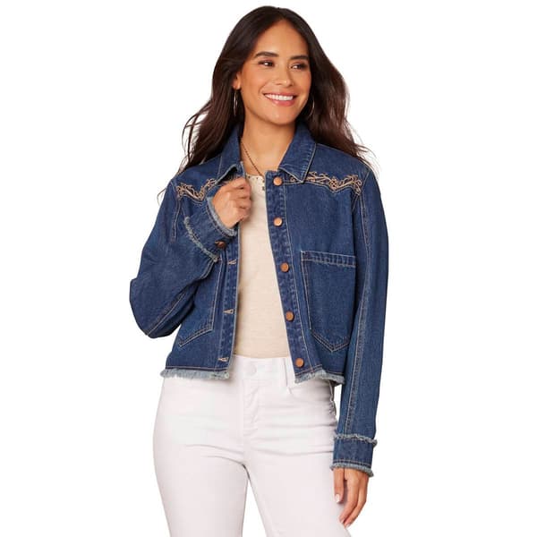 Womens Democracy Oversized Pocket Fray Hemline Jacket - image 