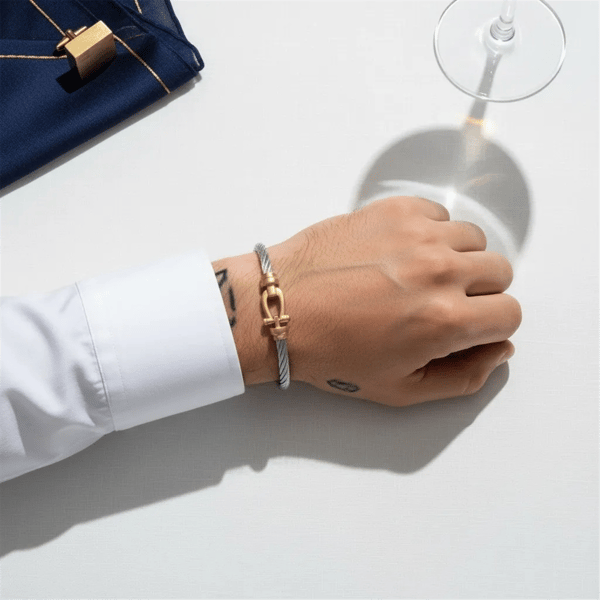 Mens Iron Saints Golden Accent Cable Cuff Bracelet - image 