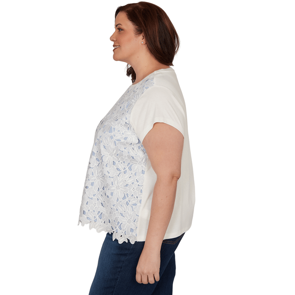 Plus Size Skye’s the Limit Sunny Blue Skies Floral Lace Blouse