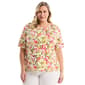 Plus Size Rafaella(R) 3/4 Sleeve Pom Trim Detail Petal Dance Top - image 1