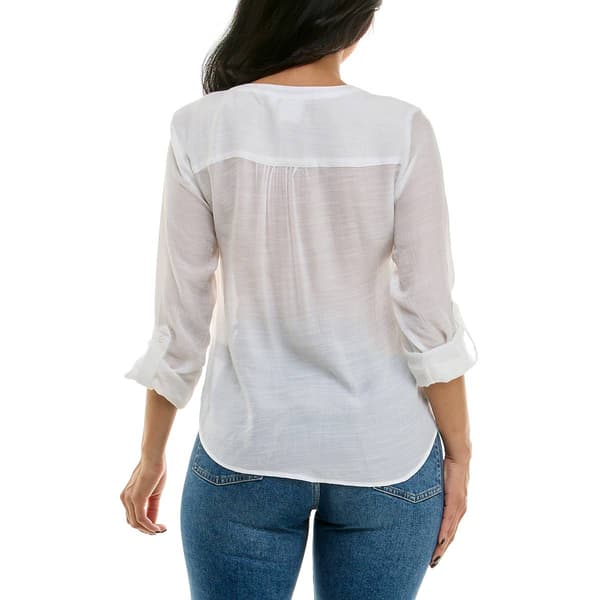 Petite Zac & Rachel 3/4 Roll Tab Sleeve Tie Front Blouse