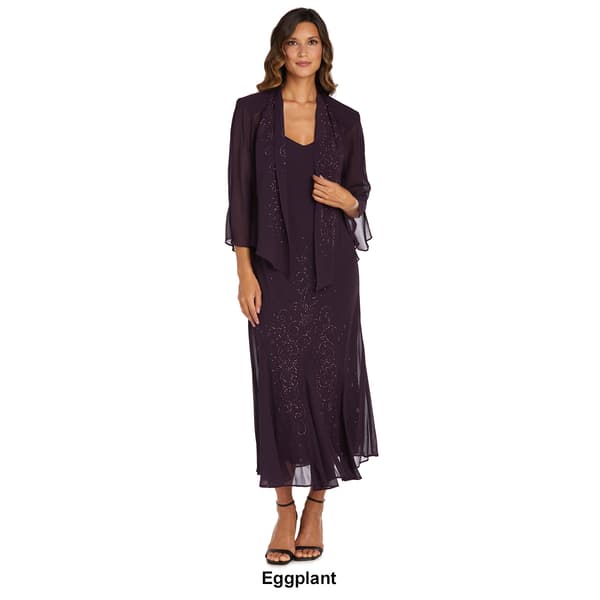 Womens R&M Richards 2pc. Beaded V-Neck Jacket Dress