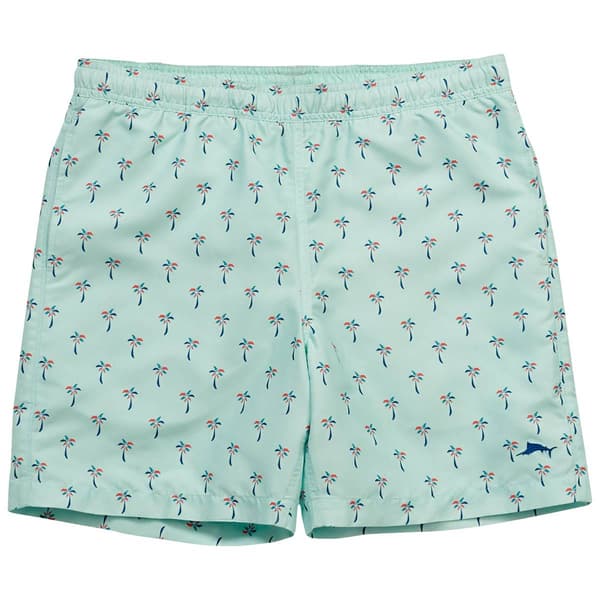 Mens Joe Marlin Palm Tree Swim Trunks - Celestial Blue - image 