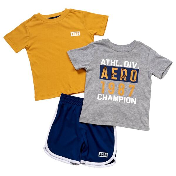 Toddler Boy Aeropostale 3pc. Athl. Div. Tees & Dolphin Shorts Set - image 