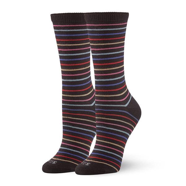 Womens HUE&#40;R&#41; 3pk. Super Soft Crew Socks - Black/Stripe - image 