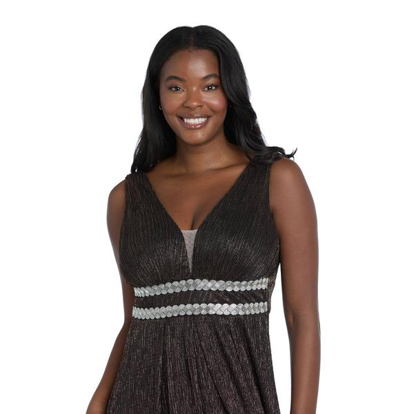 Womens R&M Richards Sleeveless V-Neck Rhinestone Evening Gown