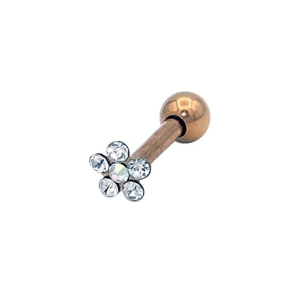 16-Gauge Surgical Steel Jeweled Flower Tragus - image 