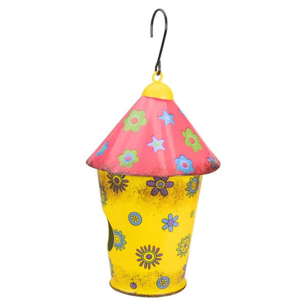 Northlight Seasonal 7.7in. Metal Birdhouse with Flowers